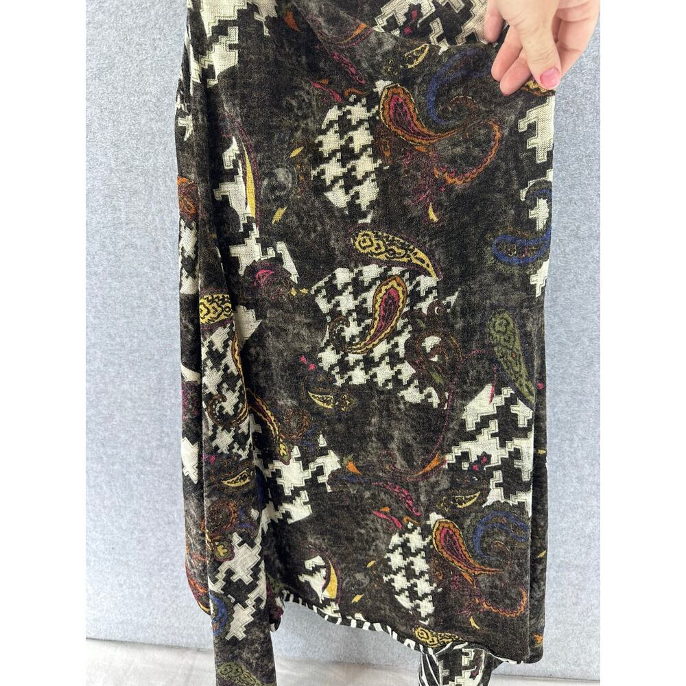 Atmosphere Women's sz L Reversible Drape Vest Boho Houndstooth Zebra Paisley - Picture 2 of 4